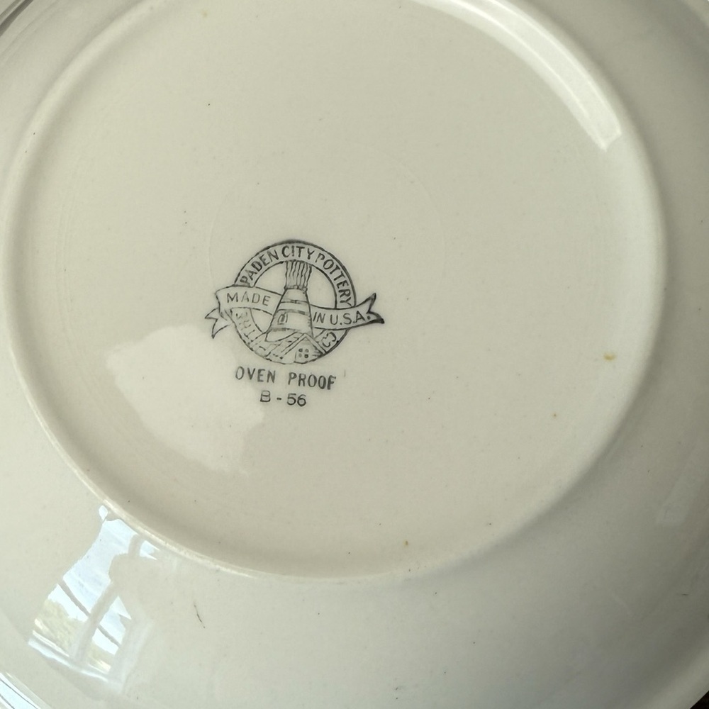 Paden City Pottery Bluebell Bowl /Dinner Plate USA Oven Proof 8” Wildflower MCM - Picture 5 of 16